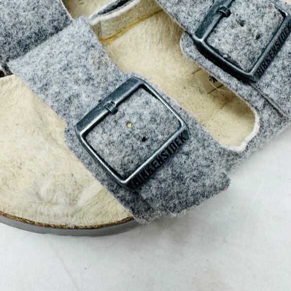 Birkenstock Arizona Wool Felt Gray Double Strap Sandals Size 41 EU 10 US - Picture 2 of 10